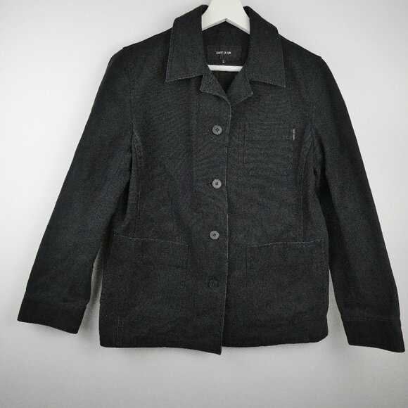 Comme Ca Ism Jacket Black Chore Canvas Womens Large Cotton Pockets Japanese - Picture 1 of 13